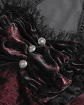 Eva Lady Womens Elegant Victorian Gothic Ruched Velvet & Lace Blouse Top