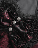 Eva Lady Womens Elegant Victorian Gothic Ruched Velvet & Lace Blouse Top