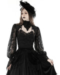 Dark In Love Womens Gothic Aristocrat Jacquard & Lace Applique Bolero Shrug