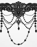 Punk Rave Womens Elegant Gothic Beaded & Chained Lace Crucifix Necklace