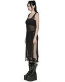 Punk Rave Womens Apocalyptic Gothic Techwear Crochet Knit Dress