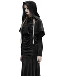 Punk Rave Daily Life Womens Velvet Gothic Lolita Hooded Split Tails Bolero Cape - Black