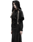 Punk Rave Daily Life Womens Velvet Gothic Lolita Hooded Split Tails Bolero Cape - Black