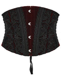 Punk Rave Womens Baroque Gothic Rose Embroidered Velvet Cincher Corset - Red & Black
