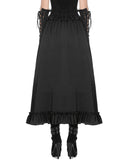 Dark In Love Womens Baroque Gothic Lace Layered Maxi Skirt - Black
