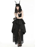 Dark In Love Long Dark Gothic Jacquard Layered Hi-Low Dress