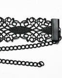 Punk Rave Womens Shadowflower Beaded Gothic Choker Necklace - Black & Red