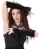 Dark In Love Womens Gothic Velvet & Lace Embroidered Armwarmer Gloves
