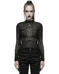 Punk Rave Arachnaphilia Womens Shredded Mesh Top - Black