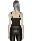 Punk Rave Daily Life Womens Cyberpunk Faux Leather & Mesh Skull Camisole Vest Top