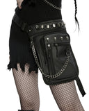 Punk Rave Unisex Cyberpunk Chained Skull Studded Hip Bag Waist Pack Belt