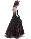Eva Lady Womens Long Gothic Crucifix Prom Wedding Dress - Black & Red