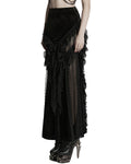 Punk Rave Womens Long Victorian Gothic Velvet & Lace Maxi Skirt