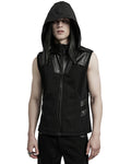 Punk Rave Mens Dystopian CyberPunk Zip Up Hooded Waistcoat Vest