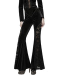 Punk Rave Womens Gothic Velvet & Lace Flared Leggings