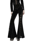 Punk Rave Womens Gothic Velvet & Lace Flared Leggings