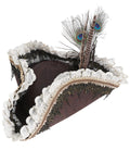 Devil Fashion Womens Steampunk Feather Pirate Cap Hat - Brown