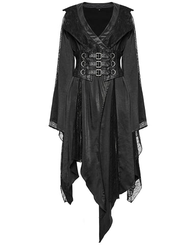 Punk Rave Womens Dark Gothic Lolita Lace Inset Kinono Dress Jacket