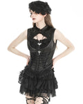 Dark In Love Womens Gothic Burlesque Lace-Up Sleeveless Blouse Top