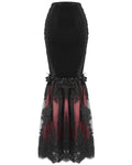 Eva Lady Dark Devore Baroque Gothic Velvet Chained Mermaid Skirt - Black & Red