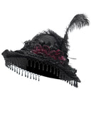 Eva Lady Womens Dark Gothic Punk Lolita Rose Wide Brim Mourning Hat