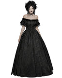 Punk Rave Womens Long Gothic Jacquard Ballgown Wedding Dress - Black