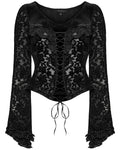 Punk Rave Womens Baroque Gothic Devore Velvet Lace Up Blouse Top