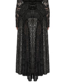 Punk Rave Plus Size Womens Gothic Embossed Damask & Lace Maxi Skirt