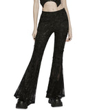Punk Rave Daily Life Womens Apocalyptic Gothic Shredded Jacquard & Lace Flared Leggings