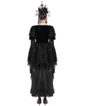 Eva Lady Womens Long Dark Gothic Velvet Lace Up Ball Gown Maxi Dress - Black