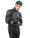 Devil Fashion Mens Gothic Punk Studded Fingerless Gloves