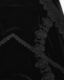 Punk Rave Womens Long Gothic Velvet, Lace & Mesh Fishtail Skirt