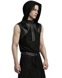 Punk Rave Mens Gothic CyberPunk Sectional Hooded Tank Top Vest