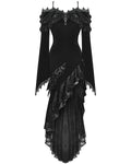 Dark in Love Womens Long Asymmetric Velvet Ruffle Off-Shoulder Mermaid Dress
