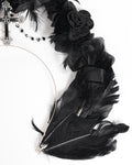 Eva Lady Womens Gothic Crucifix Featheread Headpiece Fascinator