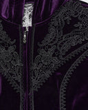 Punk Rave Womens Gorgeous Gothic Lace Applique Hooded Coat - Extended Size Range - Purple Velvet