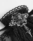 Devil Fashion Mens Gothic Steampunk Aristocrat Lace Cravat Tie & Brooch Black