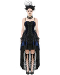 Dark In Love Womens Gothic Lolita Velvet & Lace Fishtail Prom Dress - Blue & Black