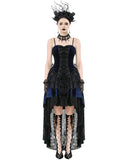 Dark In Love Womens Gothic Lolita Velvet & Lace Fishtail Prom Dress - Blue & Black