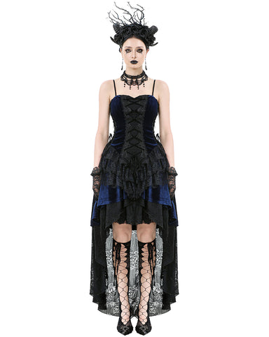 Dark In Love Womens Gothic Lolita Velvet & Lace Fishtail Prom Dress - Violent Delights Dark In Love Womens Gothic Lolita Velvet & Lace Fishtail Prom Dress - Violent Delights