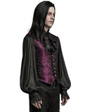 Punk Rave Mens Gothic Aristocrat Formal Jacquard Waistcoat Vest - Red