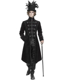 Devil Fashion Mens Eldermyst Long Gothic Overcoat - Black Chenille