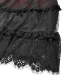 Dark In Love Womens Long Gothic Spliced Lace Maxi Skirt - Red & Black