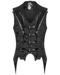 Punk Rave Mens Dark Victorian Gothic Damask Jacquard Waistcoat Vest - Black