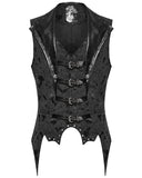 Punk Rave Mens Dark Victorian Gothic Damask Jacquard Waistcoat Vest - Black