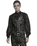 Punk Rave Mens Gothic Aristocrat Houndstooth Damask Waistcoat Vest - Black & White