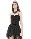 Dark In Love Womens Gothic Velvet Beaded Waist Cincher Corset Belt