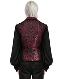 Punk Rave Mens Gothic Aristocrat Damask Jacquard Waistcoat Vest - Black & Red