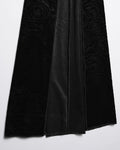 Punk Rave Womens Long Gothic Rose Velvet Flared Split Sleeve Maxi Dress - Black