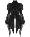 Eva Lady Womens Dark Gothic Velvet Split Tail Coat Jacket - Black